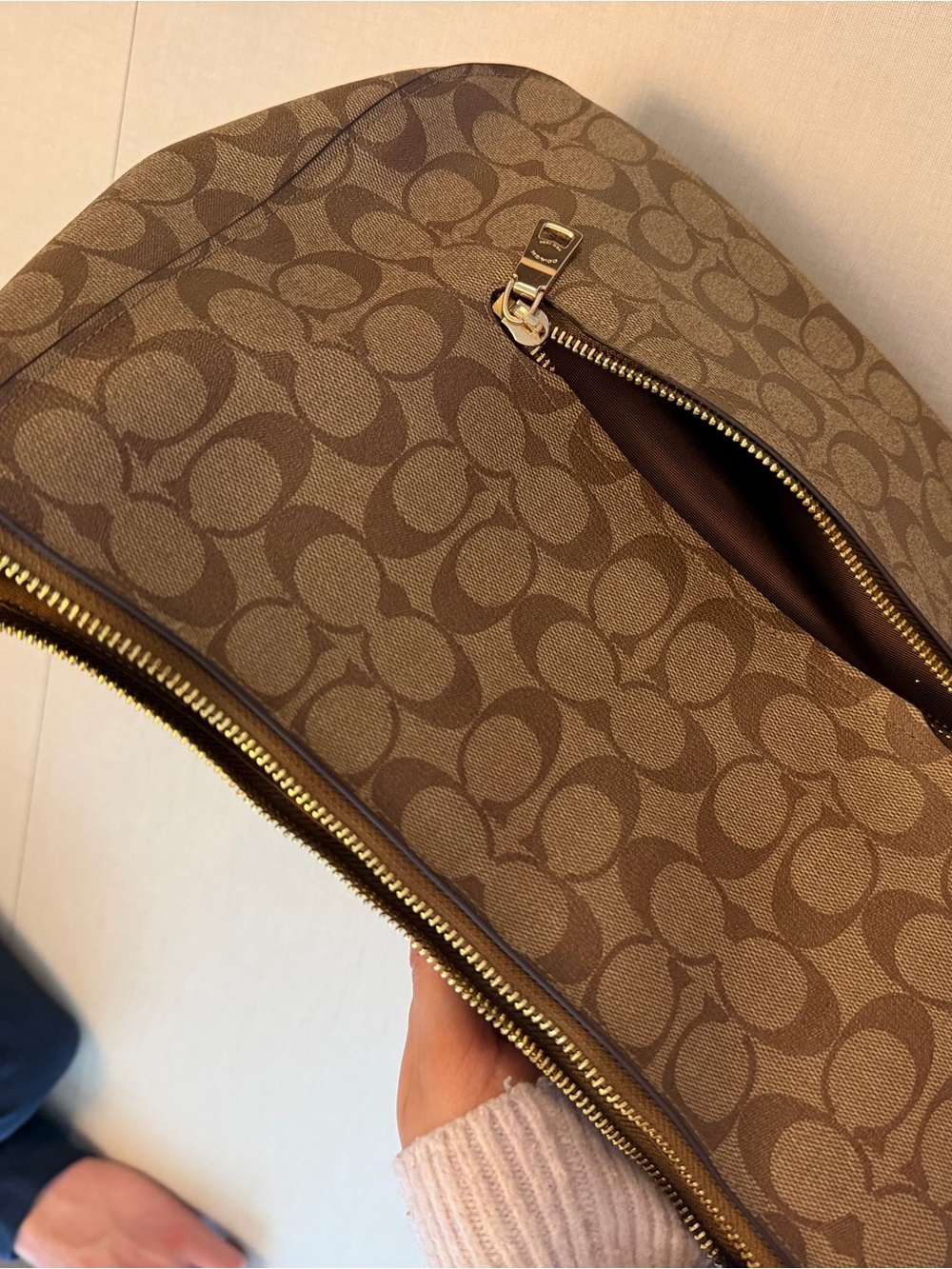 Coach Tan Signature Canvas Hobo with Gold Hardware - Picture 4 of 5